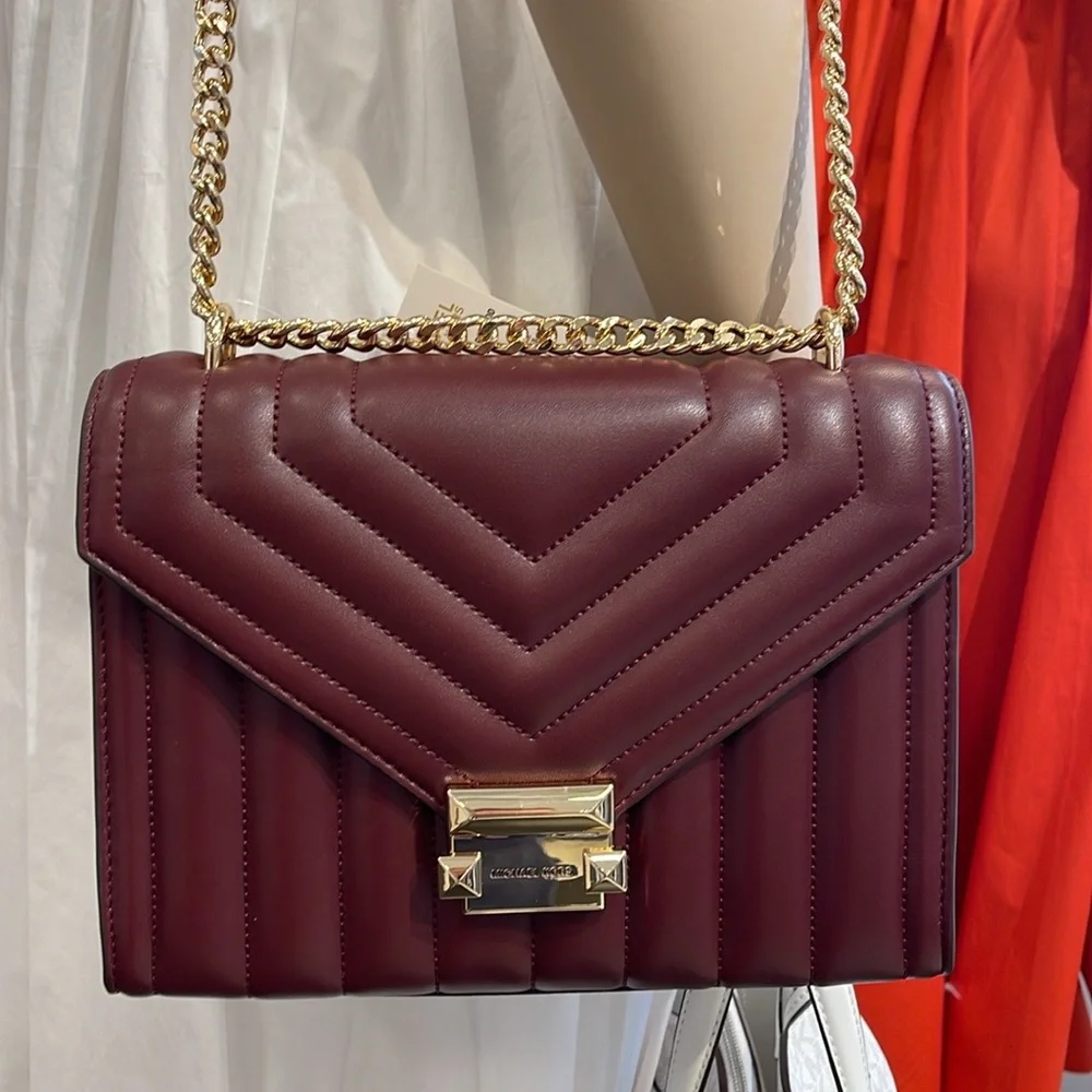 Michael Kors Burgundy Quilted Shoulder Bag - Picture 7 of 16